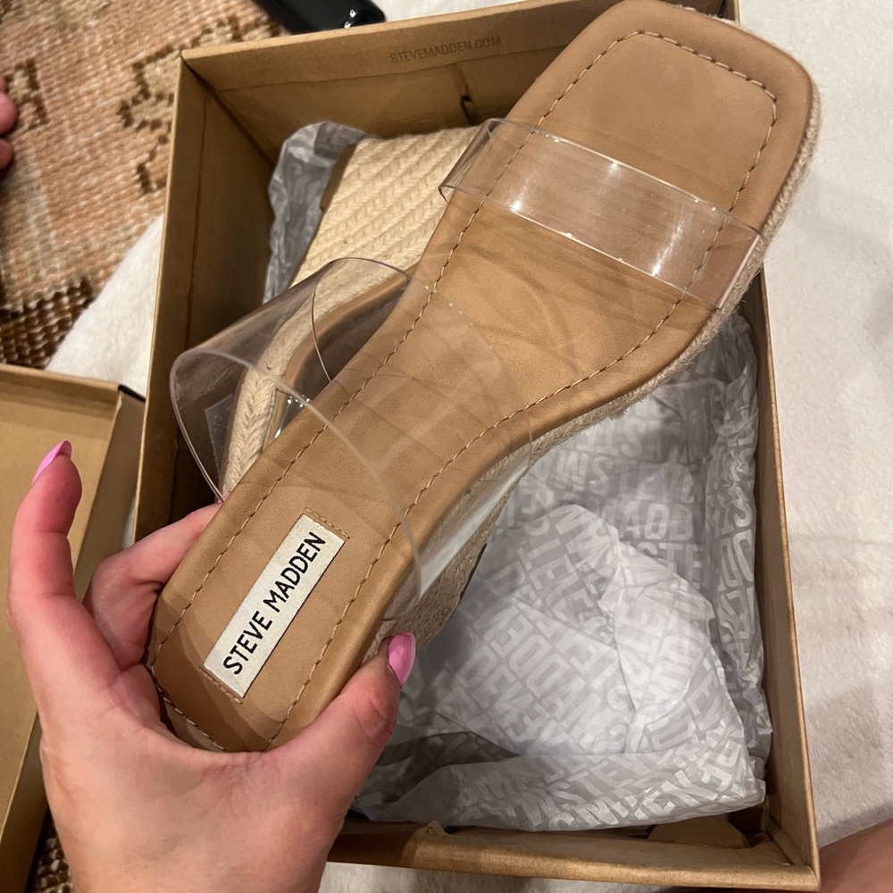 Steve Madden Mackie Clear Wedges sz 9.5